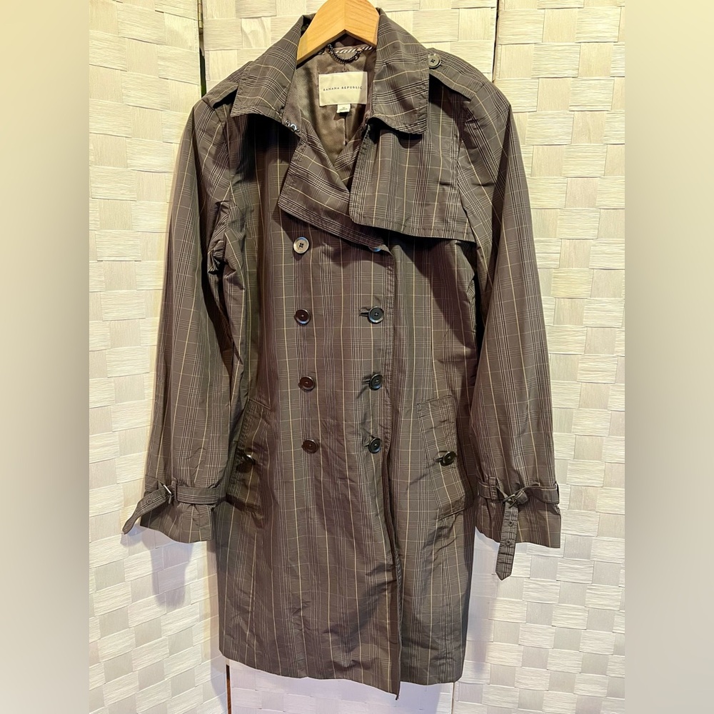 Banana Republic Brown Checkered Trench Coat